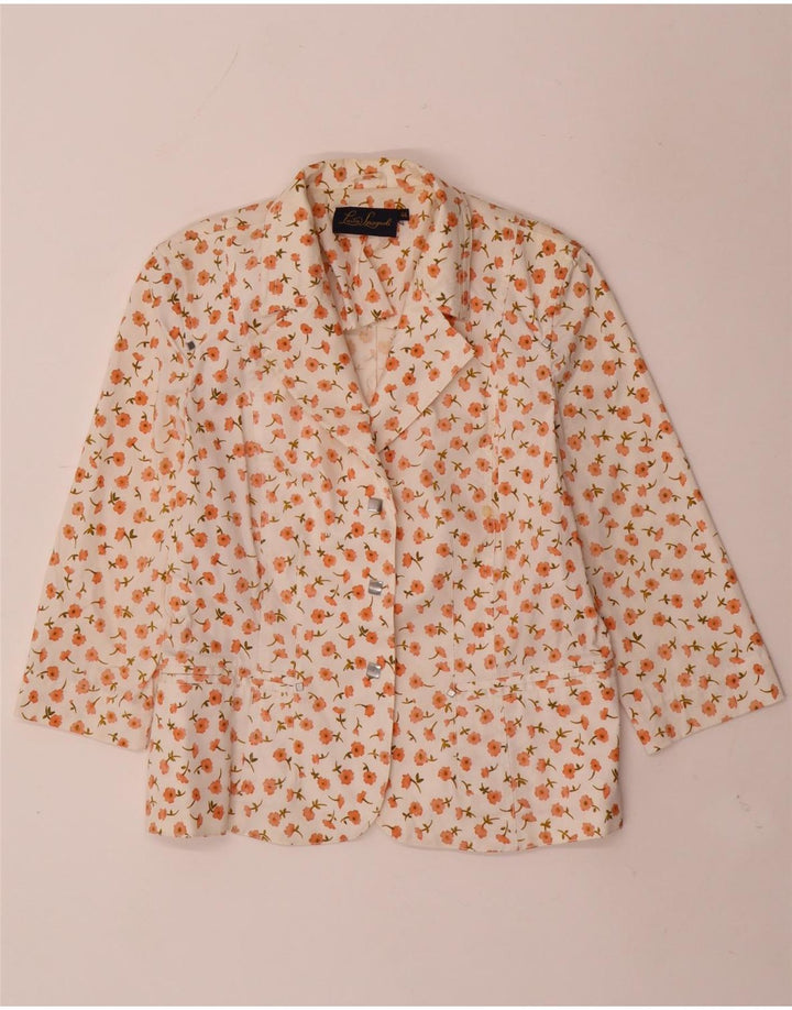 LUISA SPAGNOLI Chaqueta tipo blazer de 3 botones para mujer IT 44 Medium White Floral