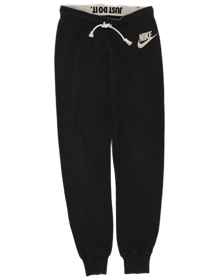 NIKE Mujer Chándal Pantalones Joggers UK 10 Small Negro Algodón