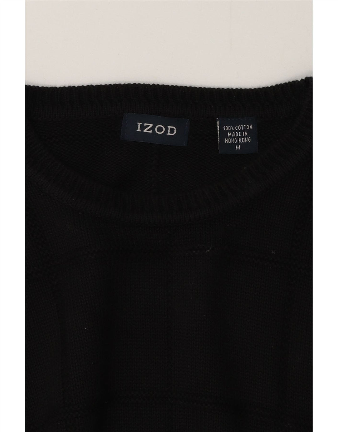 IZOD Jersey de cuello redondo para hombre de algodón negro mediano