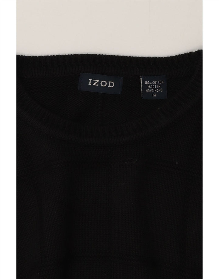 IZOD Jersey de cuello redondo para hombre de algodón negro mediano