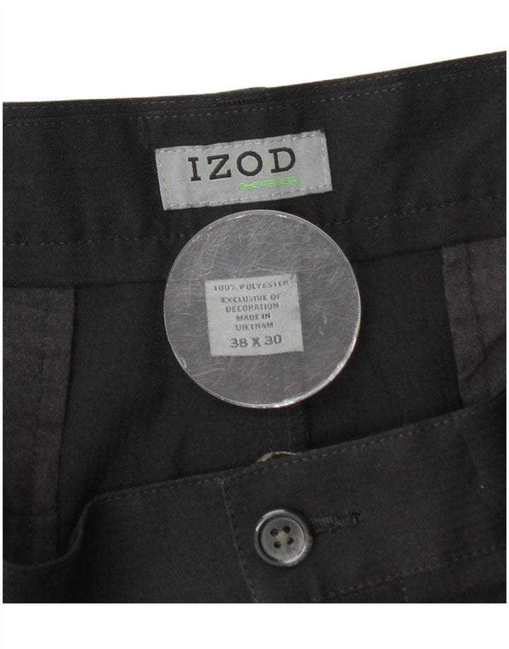 IZOD Pantalón cargo recto para hombre W38 L30 Poliéster negro