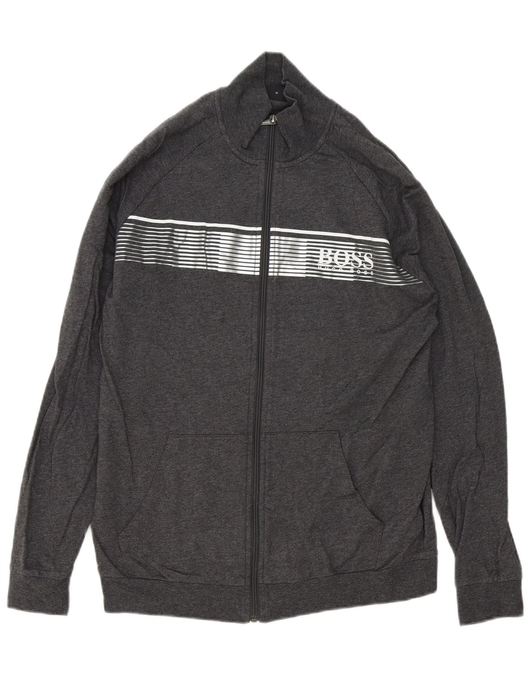 Hugo Boss Hombre Chándal Top Chaqueta Algodón Gris Medio