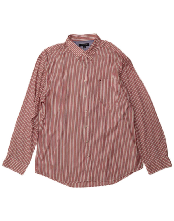 Tommy Hilfiger Camisa para hombre 2XL Algodón a rayas rojas