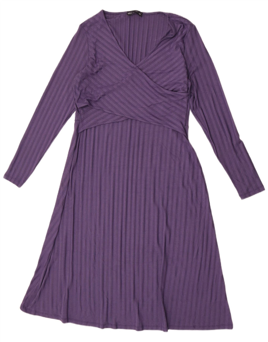 Marks & Spencer Vestido acampanado para mujer UK 44 Mediano Púrpura Rayas
