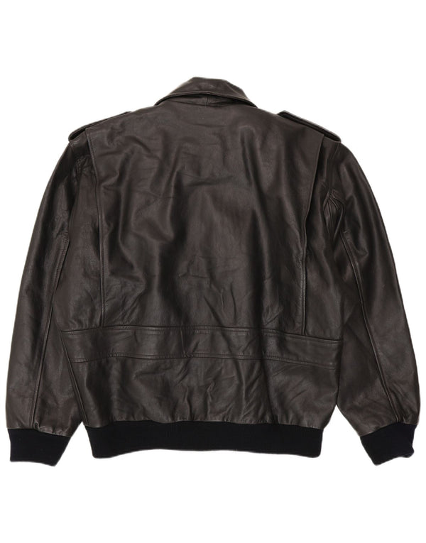 Chaqueta de piel de oveja vintage para hombre IT 48 Medio Negro