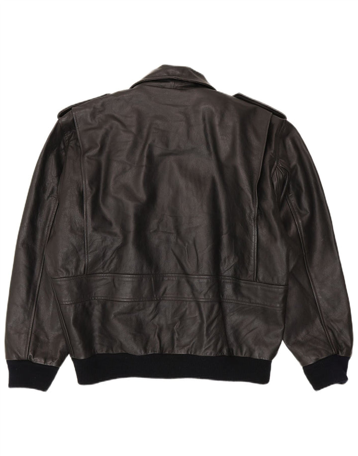 Chaqueta de piel de oveja vintage para hombre IT 48 Medio Negro