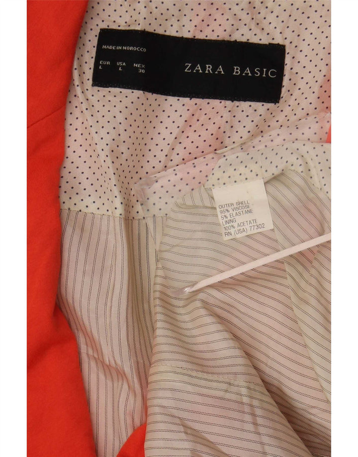 Zara Chaqueta Blazer De 1 Botón para Mujer UK 44 Grande Viscosa Naranja