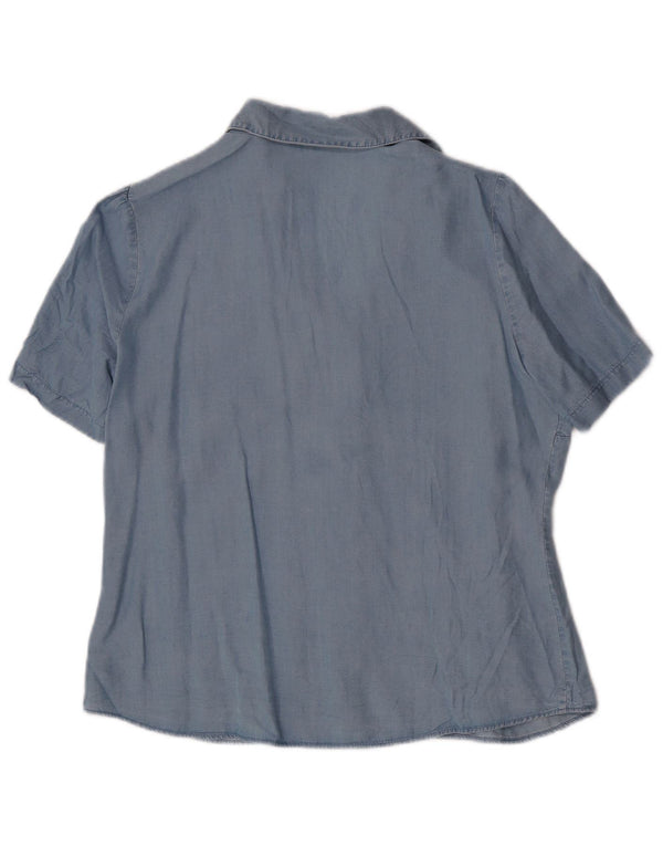 MARKS & SPENCER Camisa de manga corta para mujer UK 44 Large Lyocell azul