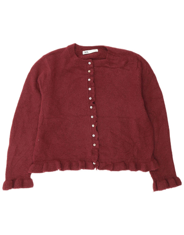 Zara Mujer Cárdigan Suéter UK 40 XL Burdeos