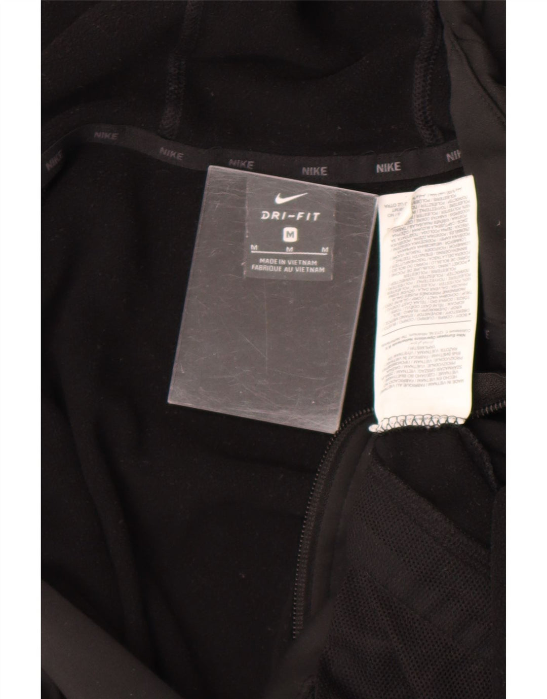 Nike Dri Fit Sudadera con capucha y cremallera para hombre, poliéster negro mediano