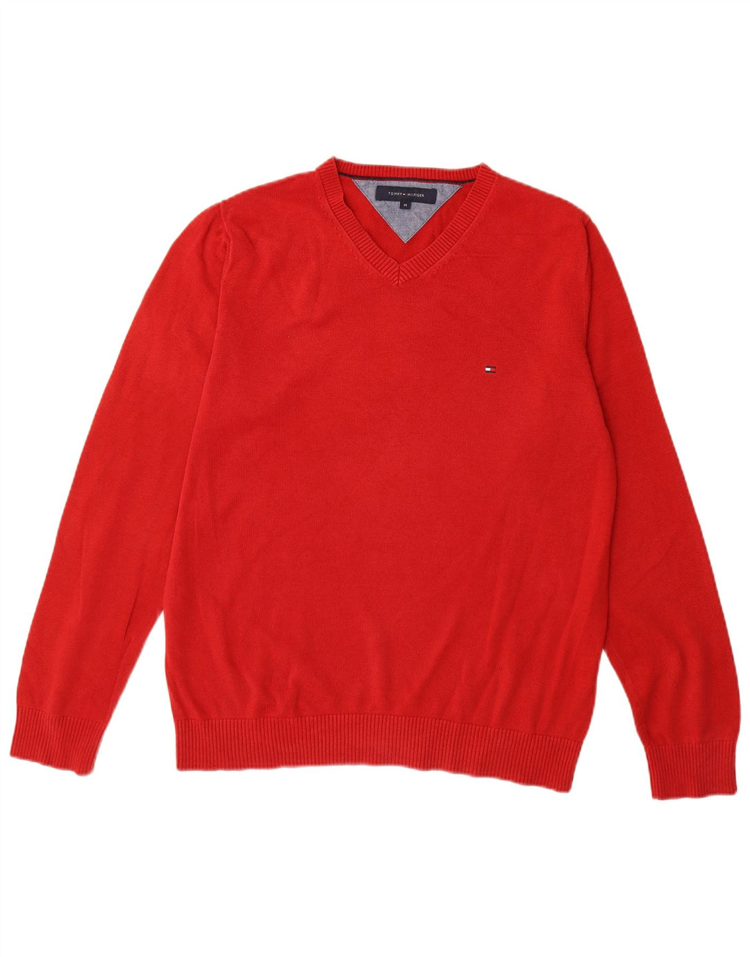 TOMMY HILFIGER Jersey con cuello en V para hombre Algodón rojo medio