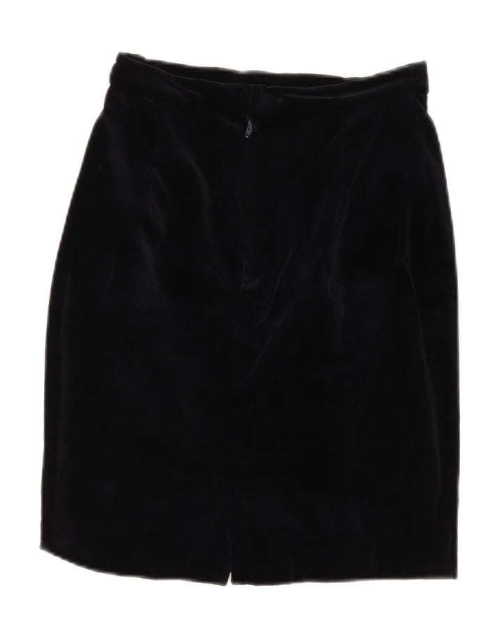 VINTAGE Falda lápiz de cintura alta de terciopelo para mujer IT 42 Medio W26 Azul marino