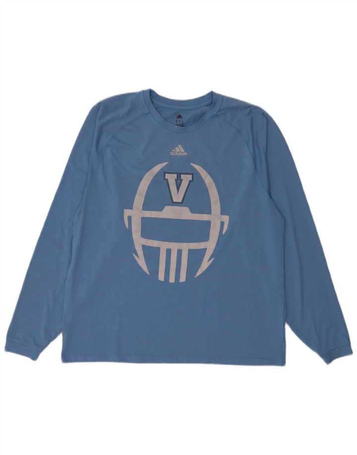 Adidas Hombres Villanova Graphic Top Manga Larga Poliéster Azul Grande