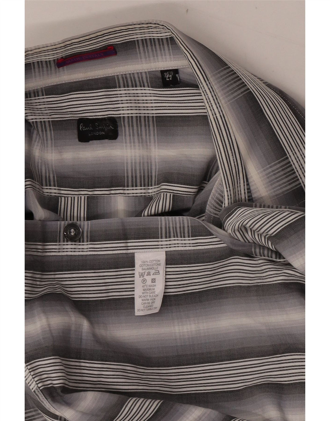 Paul Smith Camisa para hombre Talla 42 16 1/2 Algodón a cuadros gris grande