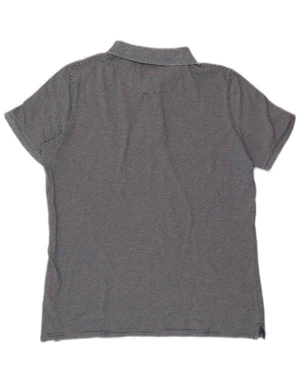 Polo Carrera para hombre de corte regular de algodón a rayas azul marino grande