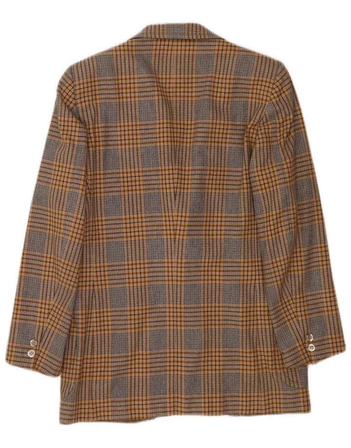 Vintage hombres 2 botones Blazer chaqueta Reino Unido 36 pequeño marrón Houndstooth