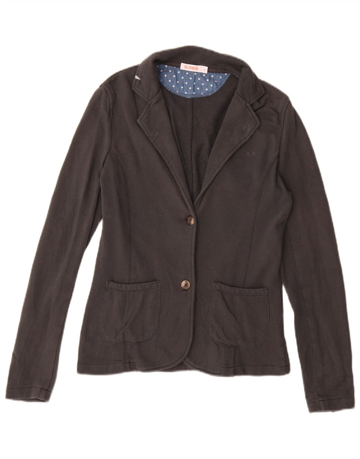 Sun68 Chaqueta tipo blazer de 2 botones para mujer UK 42 Algodón gris medio