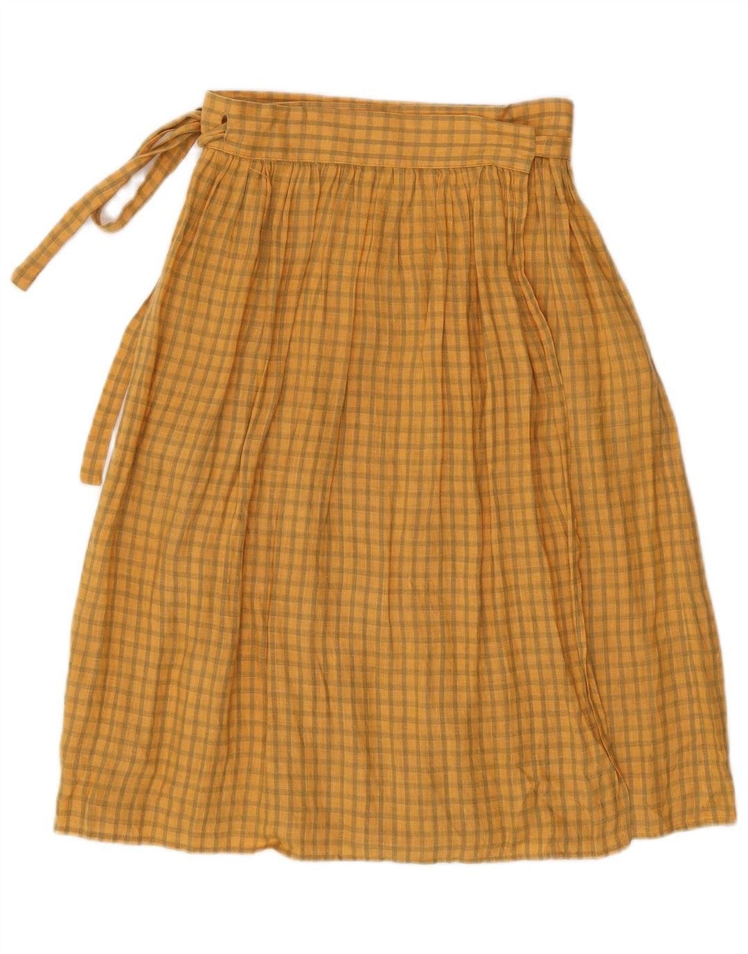 SEVENTY Falda cruzada de cintura alta para mujer IT 42 Medium W26 Lino a cuadros amarillo