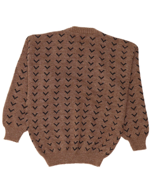 Erredi Jersey de cuello redondo para mujer UK 46 Large Brown Floral