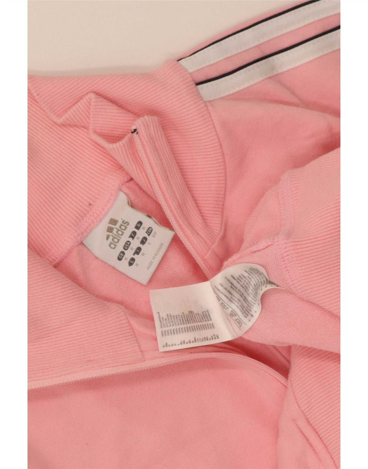 Adidas Mujer Crop Chándal Top Chaqueta UK 14 Medio Rosa Algodón