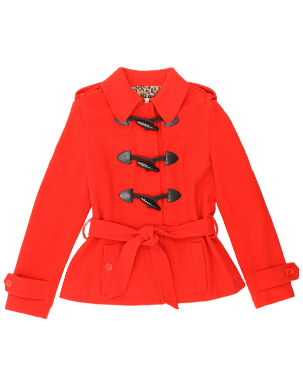 Moschino Chaqueta de lona militar para mujer Reino Unido 12 Lana roja mediana