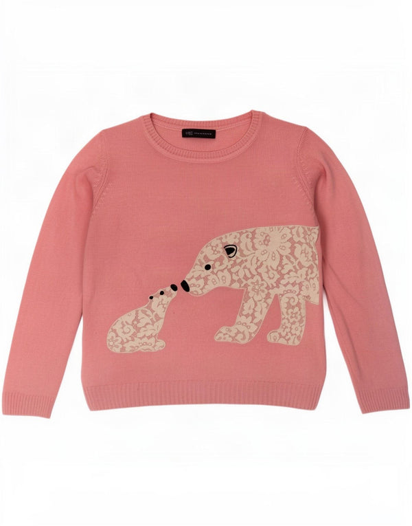 Marks & Spencer Suéter con Cuello Barco Gráfico para Mujer UK 46 Grande Rosa