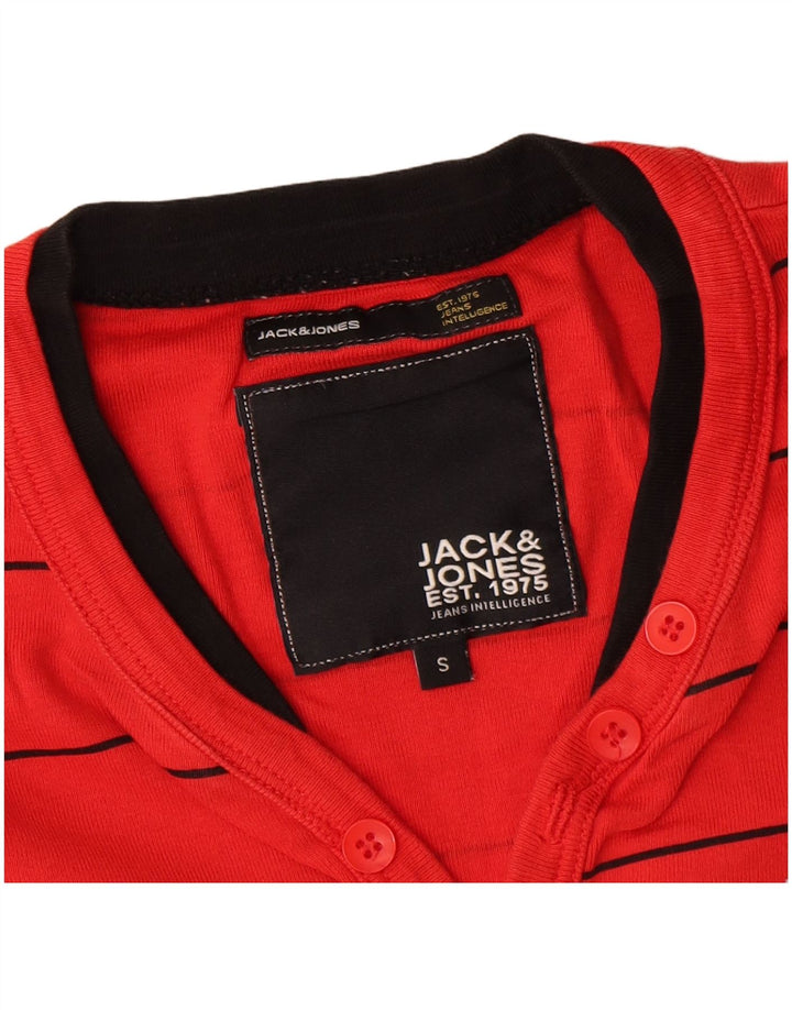 Jack & Jones Hombre Top Manga Larga Pequeño Algodón De Rayas Rojas