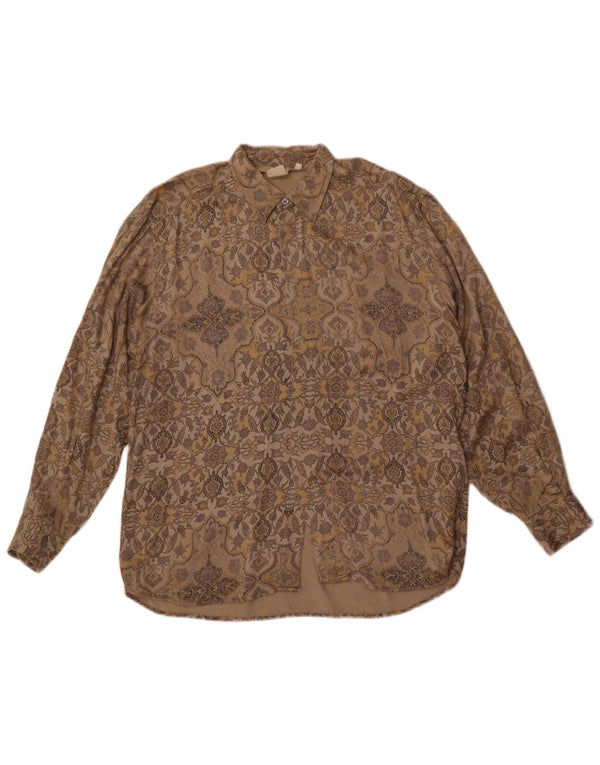 SOY. & Company Camisa para hombre Large Brown Paisley Viscosa