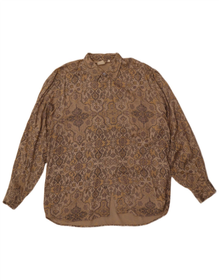 SOY. & Company Camisa para hombre Large Brown Paisley Viscosa