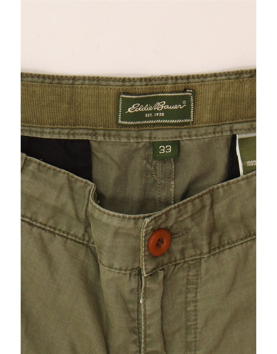 EDDIE BAUER Mens Cargo Shorts W33 Medium Green Cotton Vintage Eddie Bauer and Second-Hand Eddie Bauer from Messina Hembry 