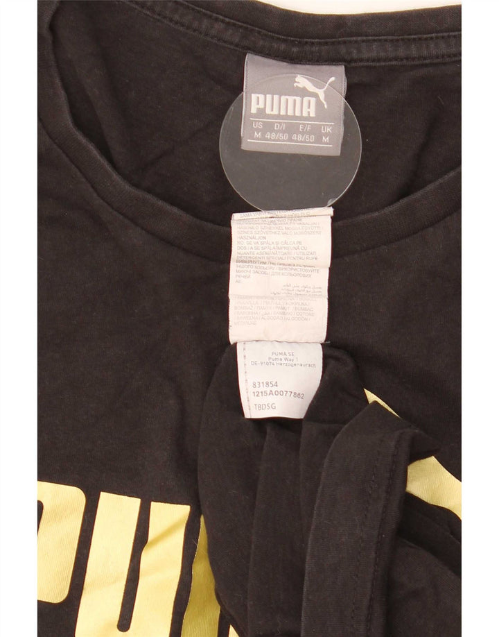 Puma Camiseta gráfica para hombre Top Medium Black Cotton
