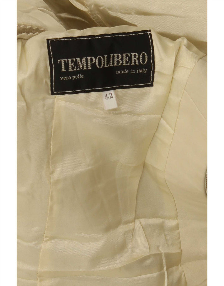 Chaqueta de cuero vintage para mujer IT 42 Cuero beige medio