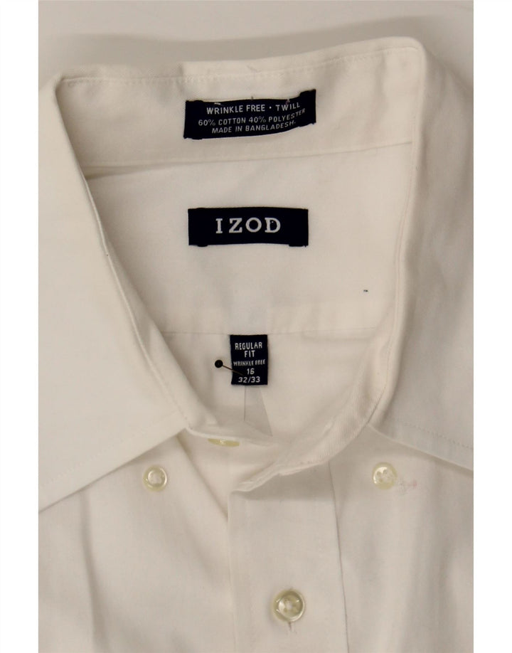 IZOD Mens Regular Fit Shirt Size 16 Large White Cotton Vintage Izod and Second-Hand Izod from Messina Hembry 