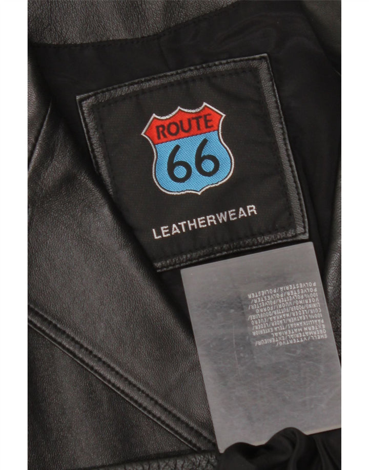 ROUTE 66 Chaqueta tipo blazer de cuero con 3 botones para hombre UK 38 Medium Black Leather