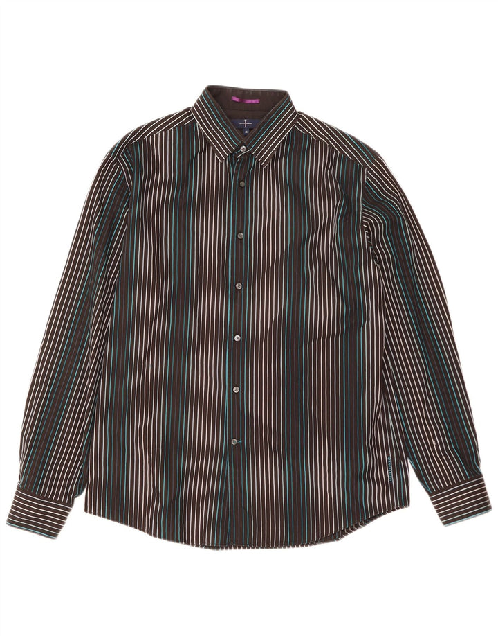 Jasper Conran Camisa para hombre Algodón a rayas negro mediano