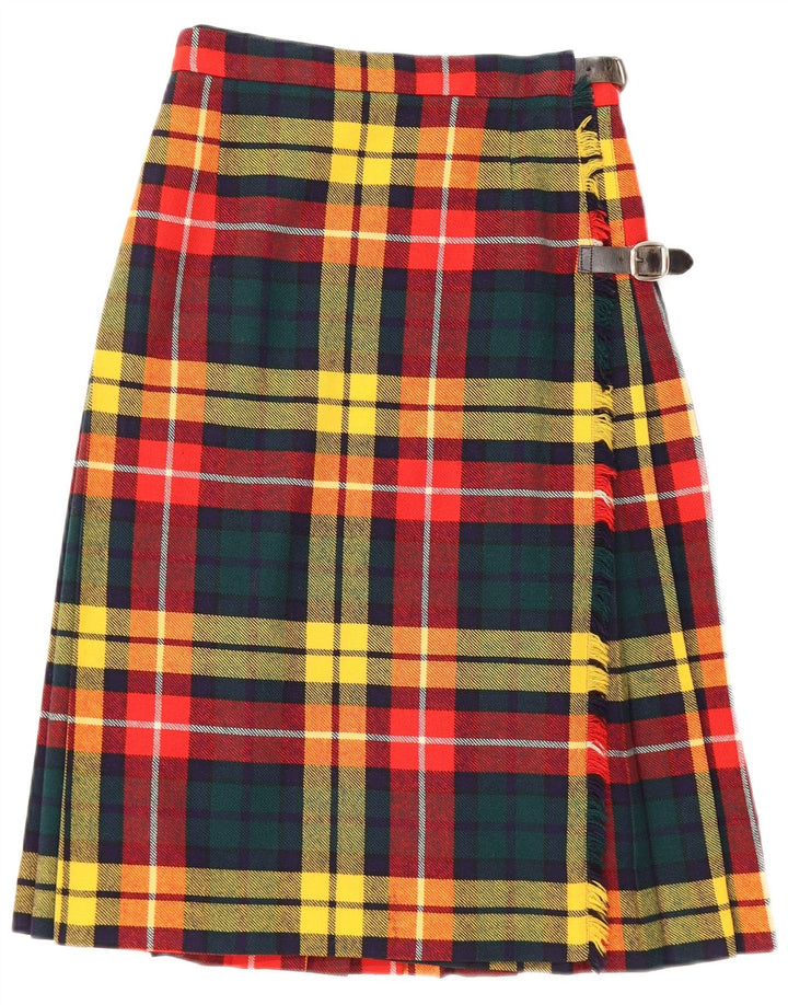Falda cruzada vintage para mujer W24 XS multicolor comprobar lana nueva