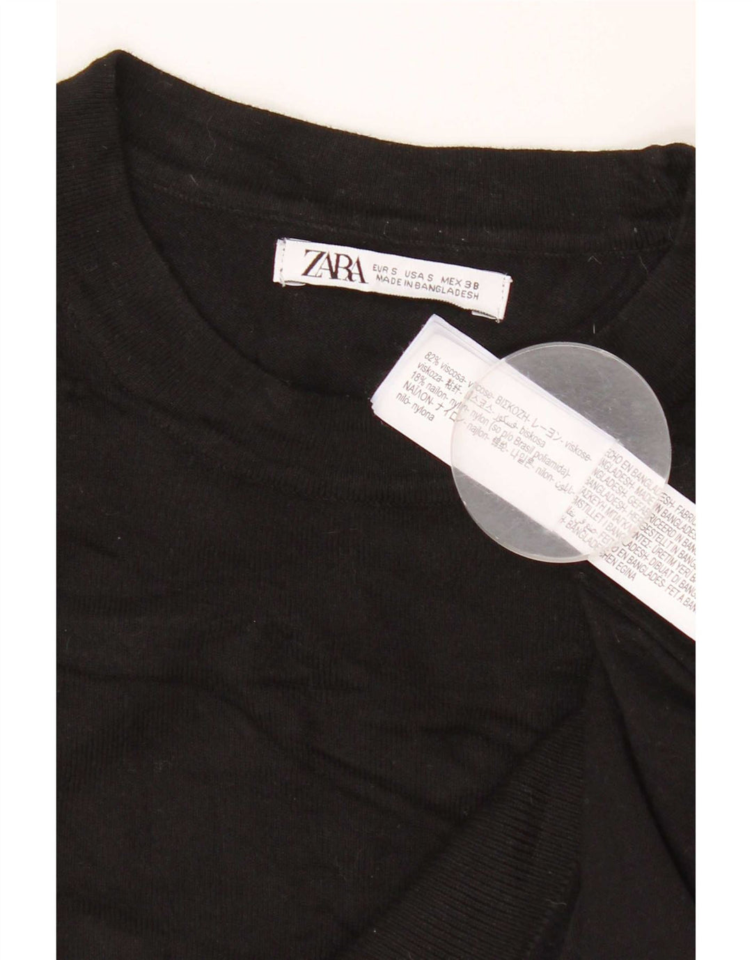 Zara Hombre Jersey Cuello Redondo Jersey Small Viscosa Negro