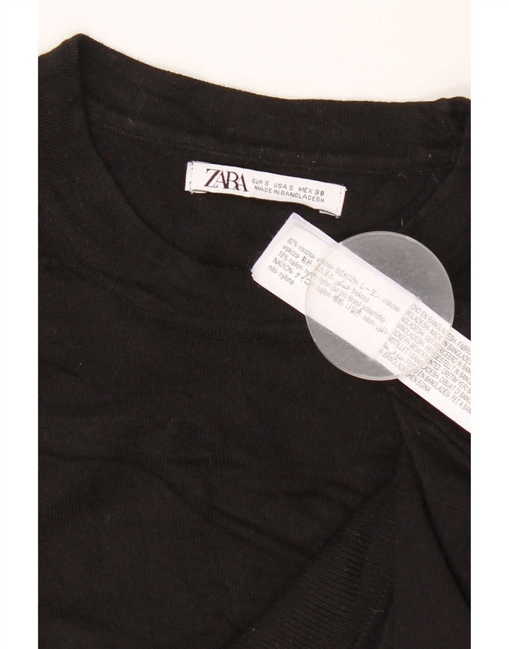 Zara Hombre Jersey Cuello Redondo Jersey Small Viscosa Negro