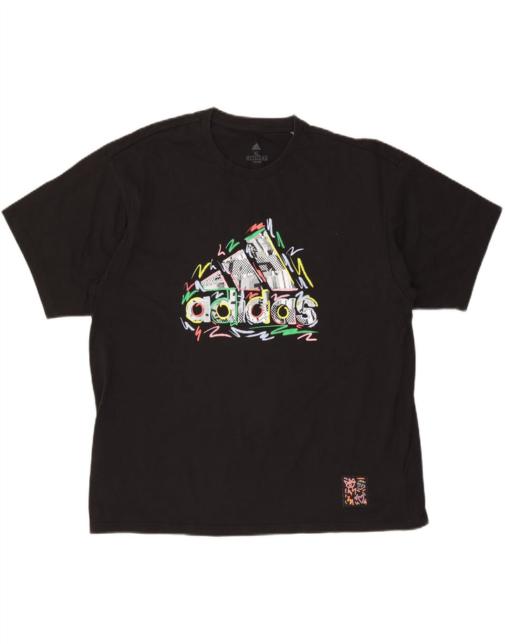 ADIDAS Camiseta gráfica para hombre Top XL Algodón negro