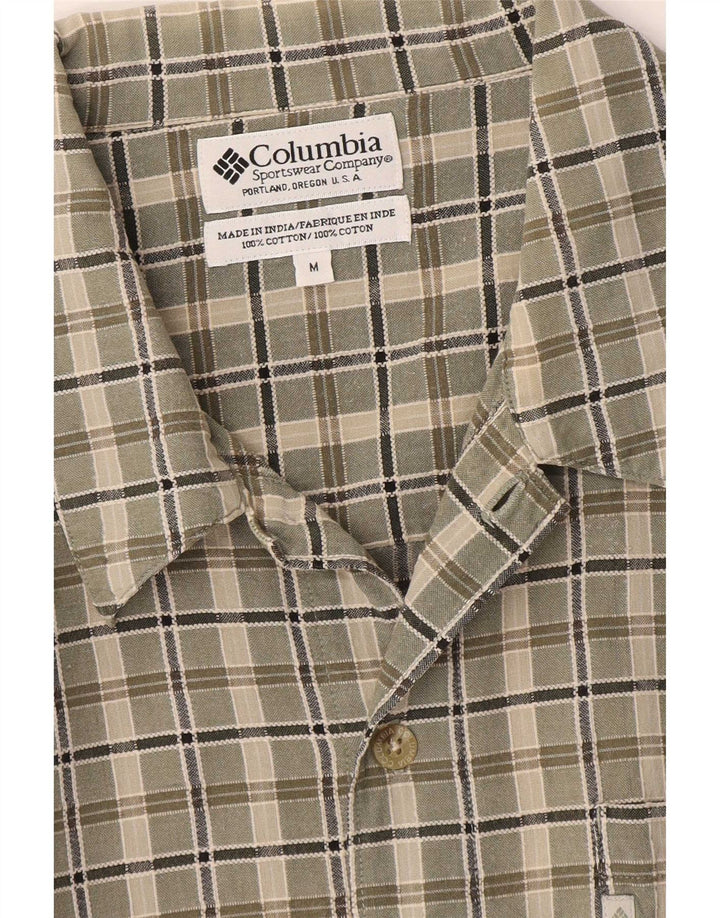 Camisa Columbia De Manga Corta Para Hombre Algodón A Cuadros Caqui Medio