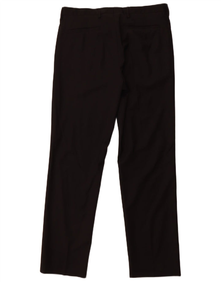 ZARA Pantalón de traje recto para hombre EU 44 Large W34 L31 Lana negra