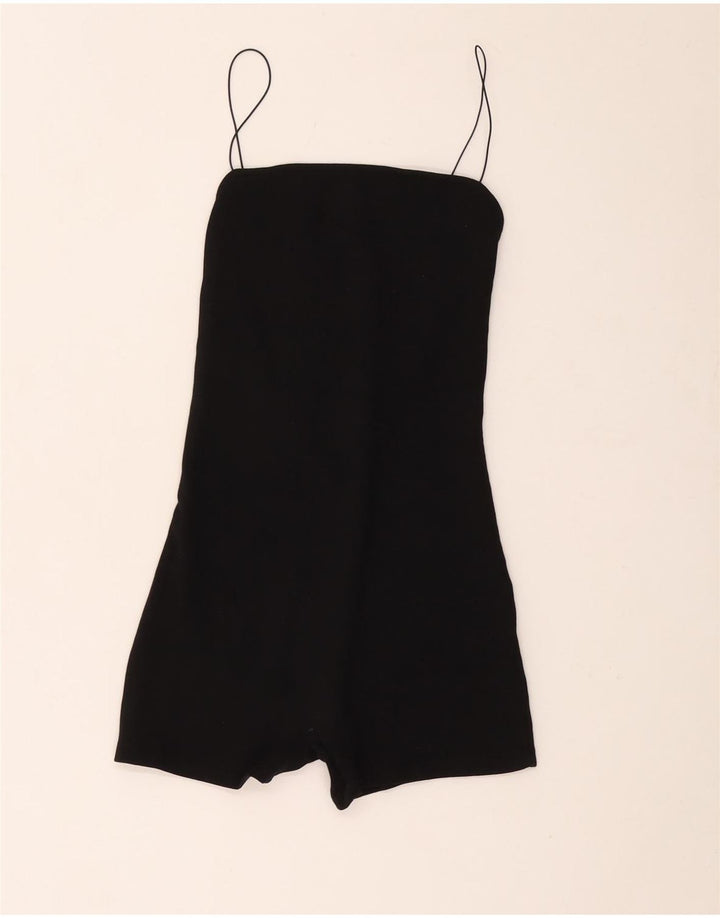ZARA Mono corto sin mangas para mujer UK 44 Mediano Negro Algodón Moderno
