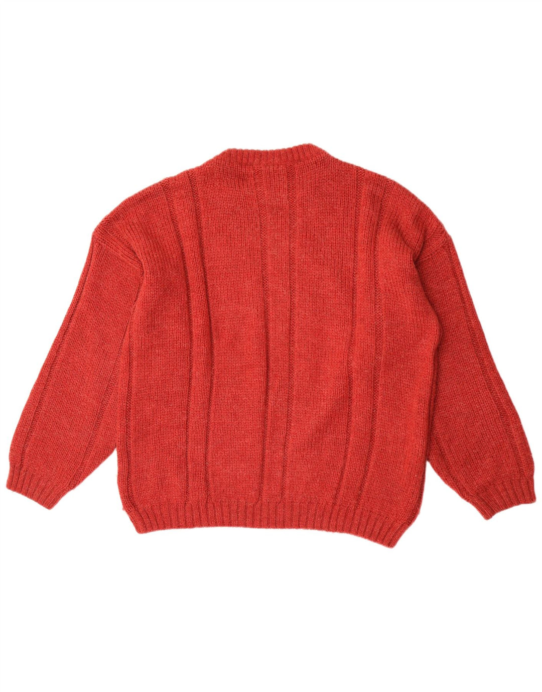 Luidiana - Jersey de cuello redondo para hombre, talla grande, acrílico rojo