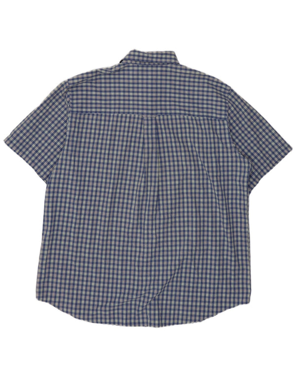 Chaps Camisa de manga corta para hombre de fácil cuidado XL Algodón a cuadros azul