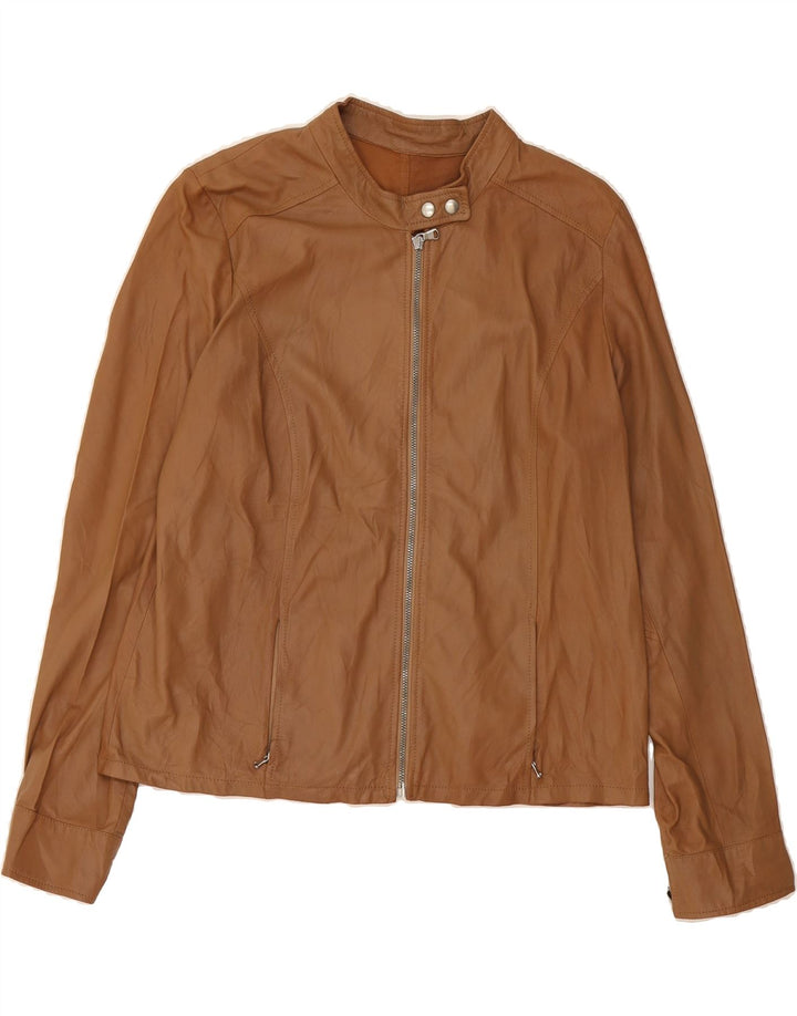 VINTAGE Womens Leather Jacket UK 14 Large Brown Vintage Vintage and Second-Hand Vintage from Messina Hembry 