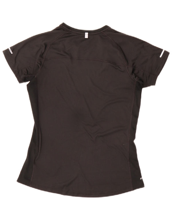 Nike Mujer Dri Fit Camiseta Top UK 12 Mediano Negro Poliéster
