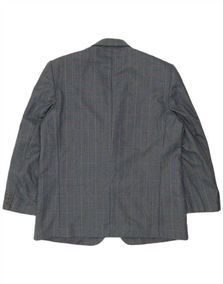 Vintage hombres 2 botones Blazer chaqueta IT 54 2XL azul Houndstooth lana virgen