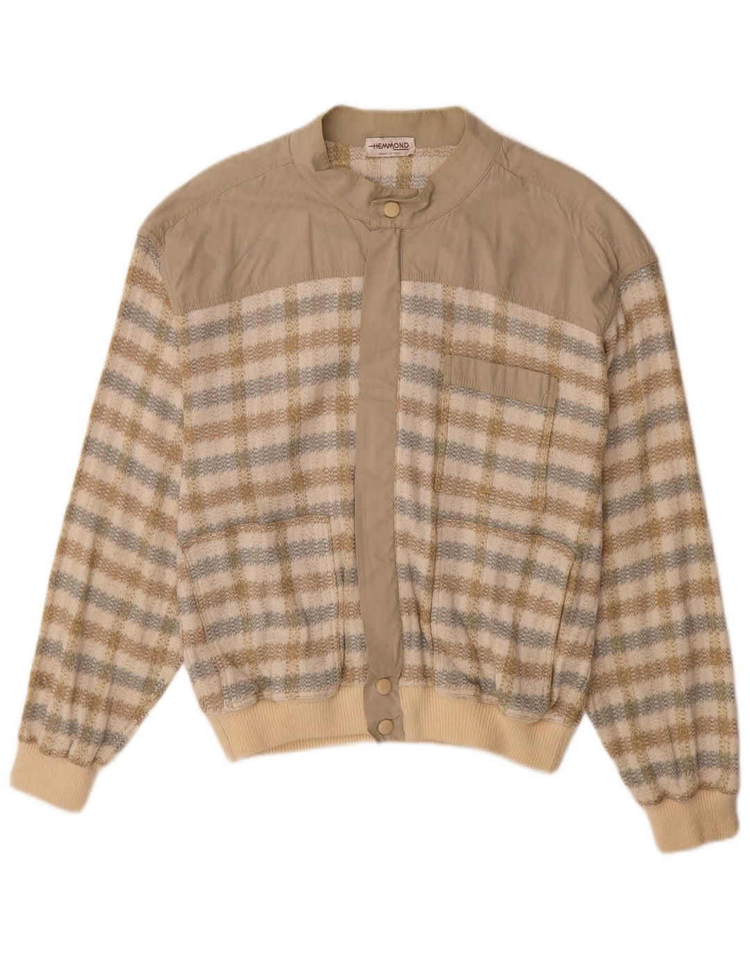 HEMMOND Chaqueta bomber para hombre UK 38 Algodón a cuadros beige mediano