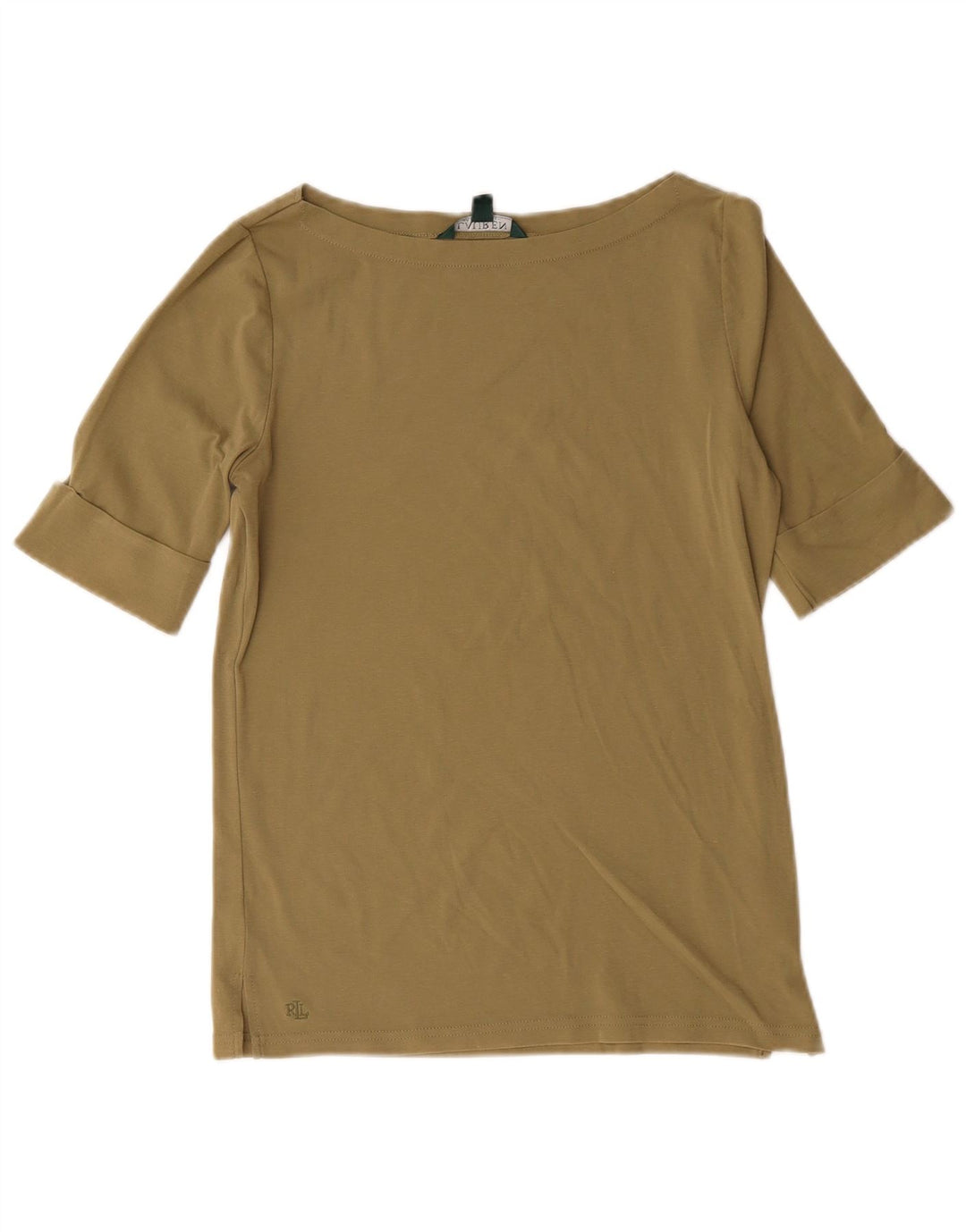 Ralph Lauren Blusa para Mujer Top UK 12 Algodón Caqui Medio