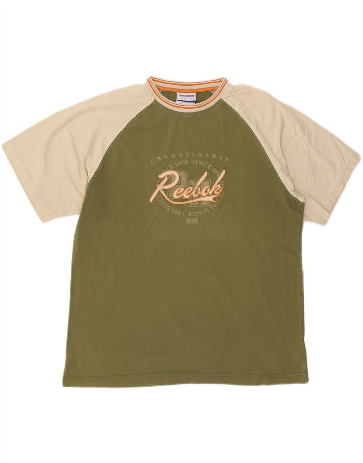 REEBOK Camiseta clásica con gráfico para hombre, talla grande, color verde, algodón